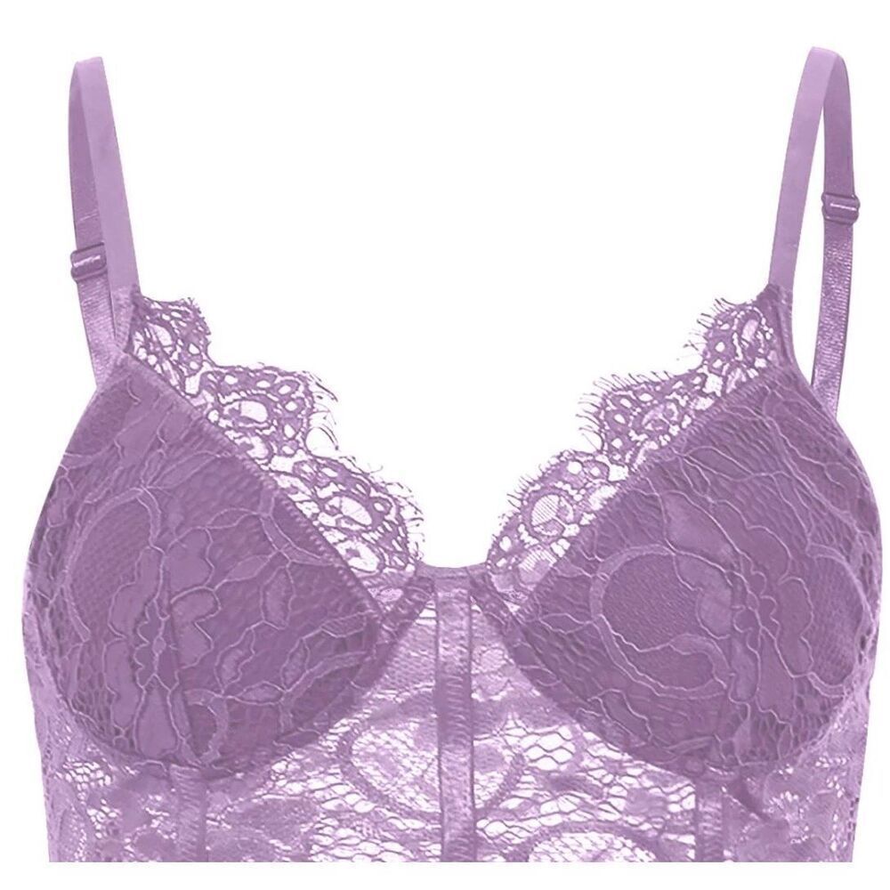 Lavender Lace Bustier Corset bralette. Small. Coquette softgirl innocent
